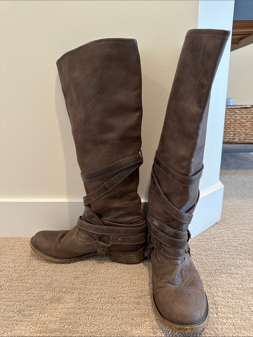 Women's Brown Tall Leather Riding Boots